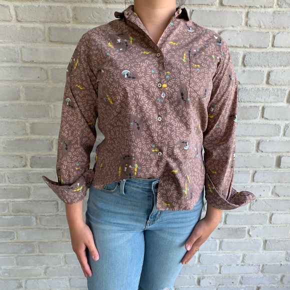 vintage Tops - Vintage Button Up Shirt Ants Print 100% Cotton M